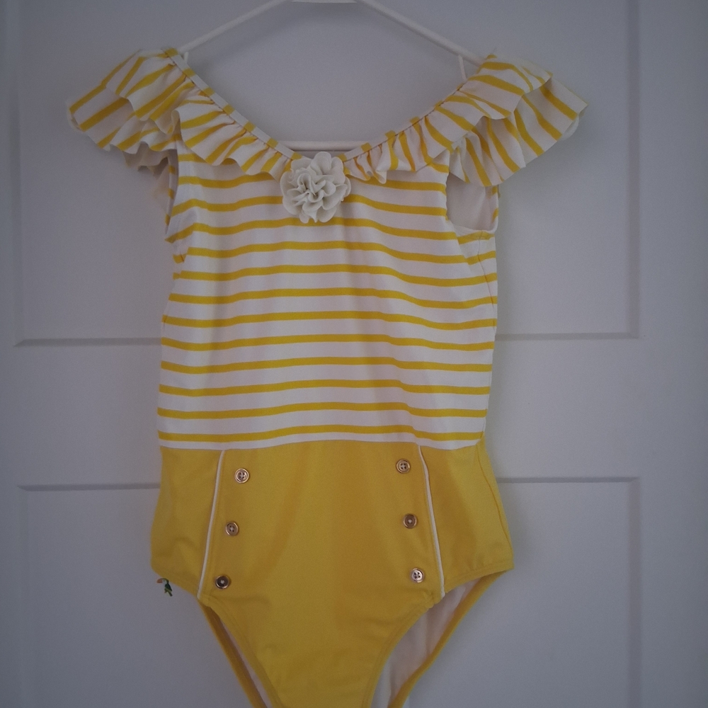 Janie and Jack Yellow and White Bodysuit One Piece